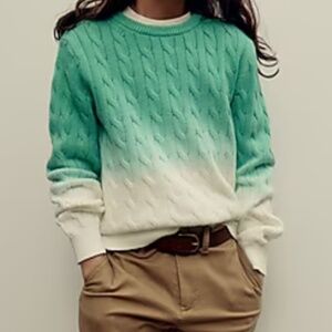 NWT J. Crew Crewcuts Kids' dip-dyed cable-knit sweater SZ M (8-9)